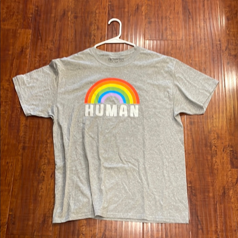Fifth Sun Gray Short Sleeve Tee with Rainbow Design